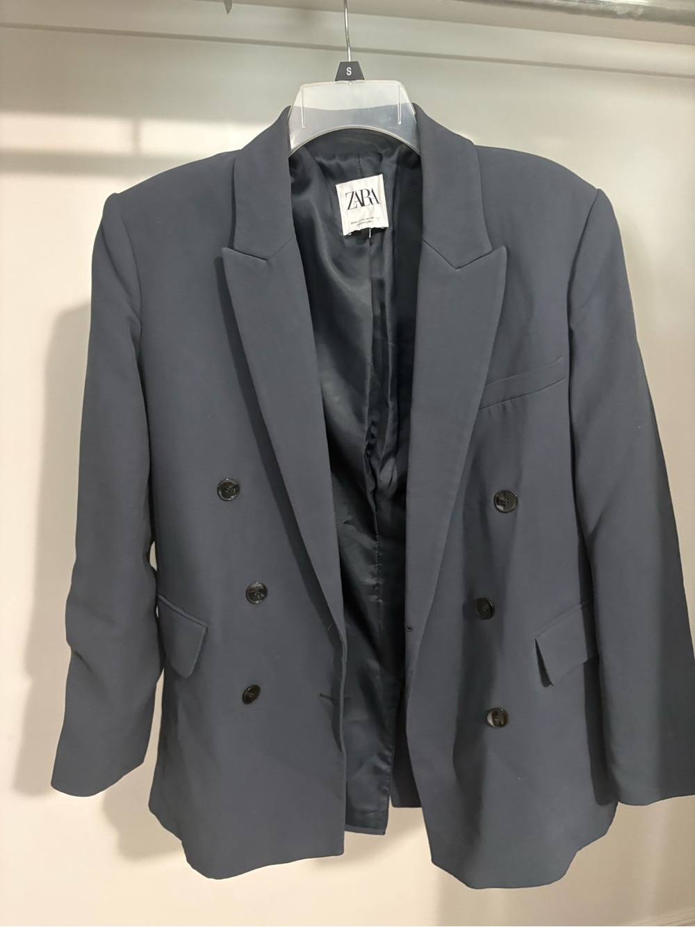 Zara Oversized Double-Breasted Navy Blazer